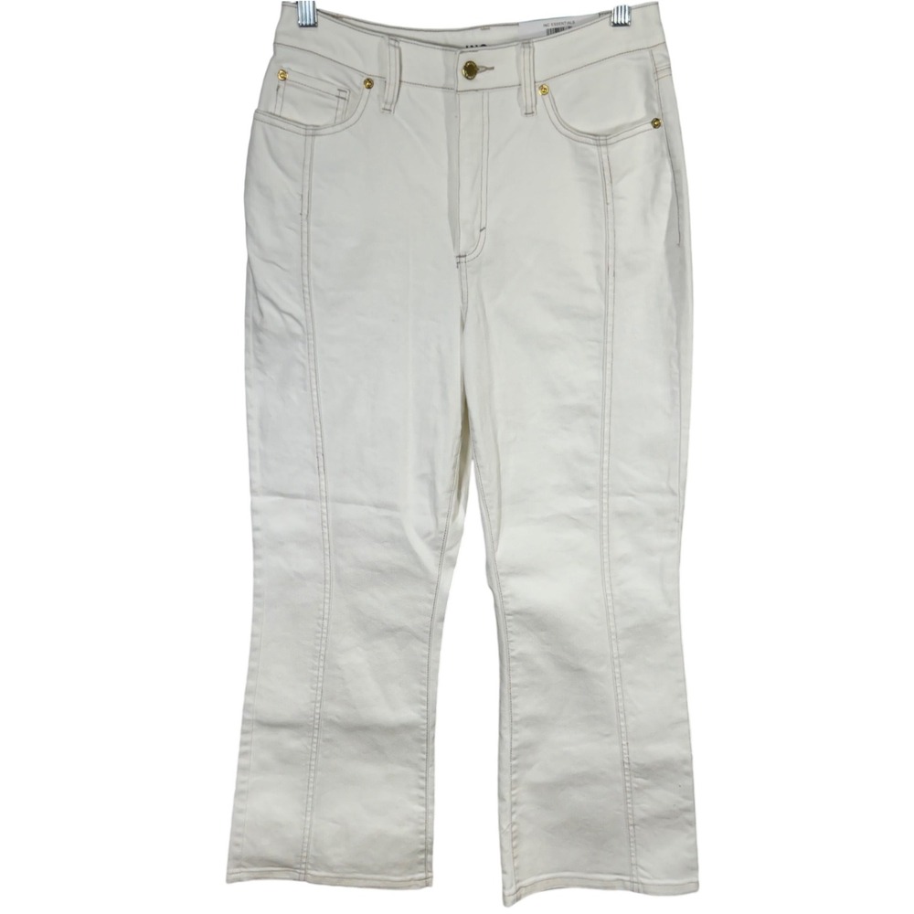 INC International Concepts Womens Size 8 White Flare Jeans Cropped Leg High Rise